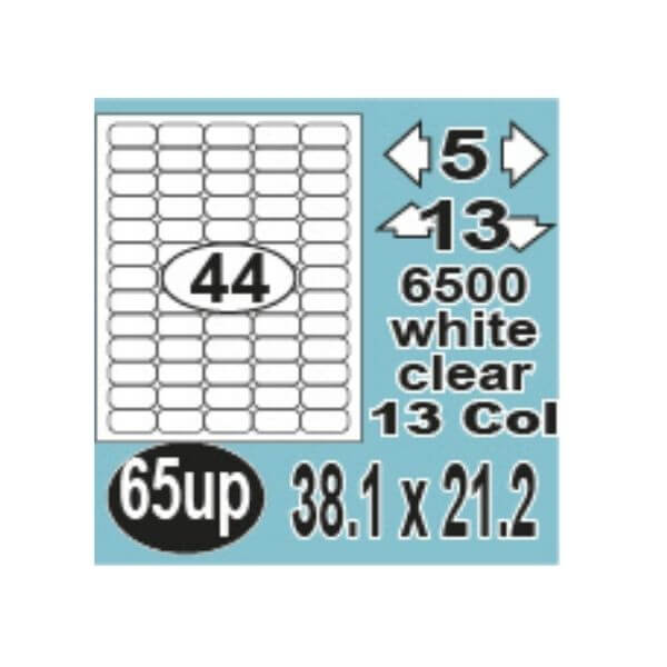 Blank Labels - 65UP - Rounded Corners - 38mmx21mm